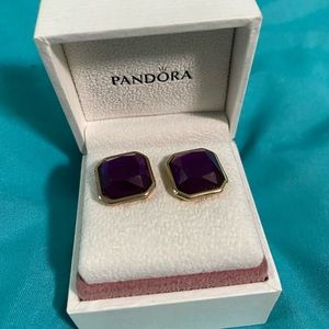 Purple square stone earrings